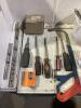 SHOP TOTE W/ SCREWDRIVERS, SAW, RIVETS & MISCELLANEOUS - 2