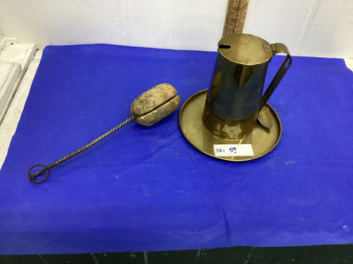 FIREPLACE STARTER. BRASS PITCHER + BASE. CAPE COD SHOP