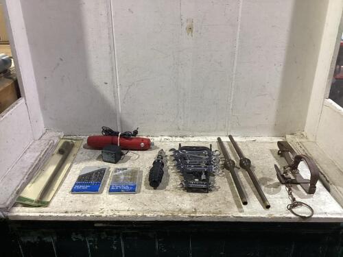 SHOP FLAT W/ WRENCHES, SCREWDRIVER, ROTARY, TRAP & MISCELLANEOUS