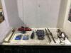 SHOP FLAT W/ WRENCHES, SCREWDRIVER, ROTARY, TRAP & MISCELLANEOUS