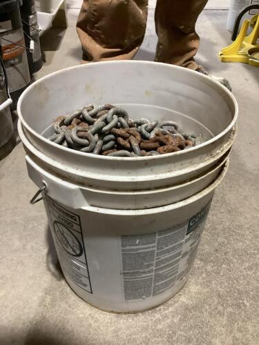 SHOP PAIL OF RUSTED CHAINS