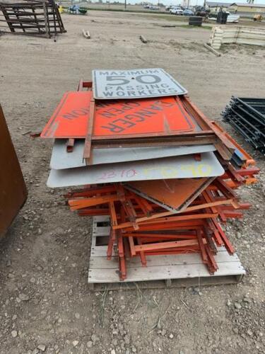 Stack of road signs and A-frames