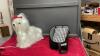SMALL SLOWAN PET CARRIER & A CHRISTMAS LIGHT-UP FLUFFLY DOG