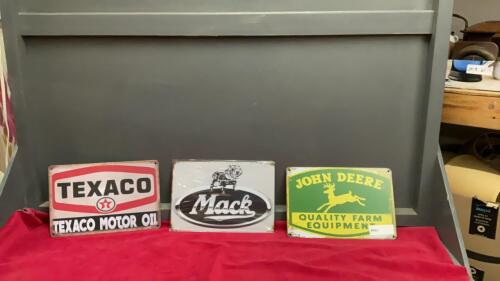 (3) METAL &ldquo;MAN CAVE&rdquo; SIGNS - JOHN DEERE, MACK & TEXACO