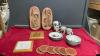 APPLE THEME DISHES, LEATHER COASTERS, CERAMIC WALL DECOR, FARM THEME HOT PLATES