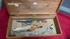 BOX OF MISC COLLECTIBLE ITEMS - OLD NAIL, GREEN GLASS, SLEEPY INDIAN ASHTRAY, CUFF LINKS, PEWTER MINI AIRPLANES/SHIPS TIC TAC TOE GAME ETC - 8