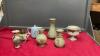 POTTERY ITEMS - INCLUDES (3) OLIVE GREEN FLOR KERAMICK PIECES