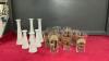 (9) COCA-COLA GLASSES & (6) WHITE BUD. VASES