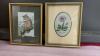 MISC COLLECTIBLES - (2) SMALL WOVEN PICTURES IN SILK, HUMMEL FIGURINE (BROKEN FEATHER), BROWN JUG, BIRD ORNAMENTS - 4