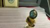 MISC COLLECTIBLES - (2) SMALL WOVEN PICTURES IN SILK, HUMMEL FIGURINE (BROKEN FEATHER), BROWN JUG, BIRD ORNAMENTS - 5