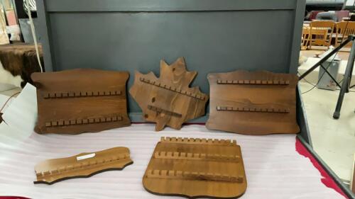 (5) WOODEN COLLECTOR SPOON HOLDERS