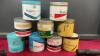 TOBACCO TINS, (2) ELECTRIC IRONS, SMALL CAST POT W/ SPOUT - 2