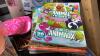 BOX W/ DINOSAUR COAT HOOK, CRAYONS, SPIRAL ART KIT, KIDS MOVIES, PLAY DOUGH ACCESSORIES, - 5