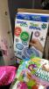 BOX W/ DINOSAUR COAT HOOK, CRAYONS, SPIRAL ART KIT, KIDS MOVIES, PLAY DOUGH ACCESSORIES, - 6