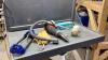 YELLOW CRATE W/SPRINKLER, BATTERY CHARGER, B+D DUST BUSTER, SOFT BALLS