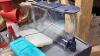 BOX W/BRITA FRIDGE CONTAINER, ICE CUBE TRAY, 2 METAL WESTERN PLATTERS, SLICER, SS ROASTER - 2