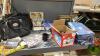 (2)BOXES - LAPTOP BAGS, 2 DENIM BLANKETS, PUZZLES, PETRIFIED WOOD,