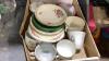 (2)BOXES - ASSORTED CHINA TEA CUPS + GLASSWARE, COLLECTOR PLATES - 3