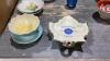 (2)BOXES - ASSORTED CHINA TEA CUPS + GLASSWARE, COLLECTOR PLATES - 6