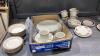 BOX W/ DISH SET &ldquo;SUMMER GARDEN&rdquo; AND MISC DISHES