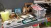 (2) BOXES - FRAMED COPPER HORSE HEAD, CARVING SET, 5 PC ROASTER SET