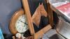 (2) BOXES - FRAMED COPPER HORSE HEAD, CARVING SET, 5 PC ROASTER SET - 3