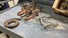 BOX OF SCRAP LEATHER, ALUMINIUM BIT, - 3