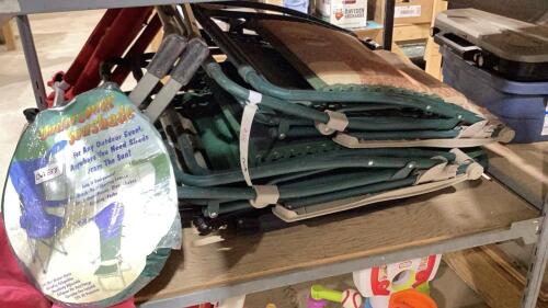SHELF #2 - FOLDING LAWN CHAIRS + LOUNGERS ,SUN SHADE