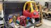 SHELF #7 - LITTLE TIKES CAR, RACE + SMASH, TRANSFORMER, DINOSAUR