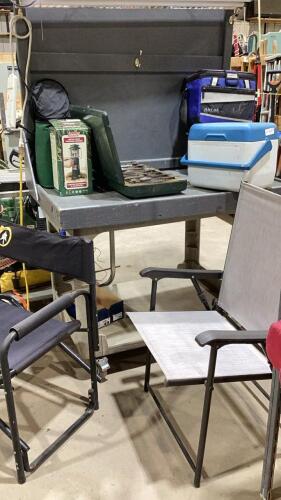 SHELF #8 - CAMPING EQUIPMENT- LANTERN, CCOLEMAN STOVE