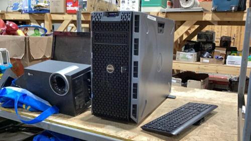 SHELF # 10 -DELL COMPUTER, EMERSON MONITOR, LENOVO KEYBOARD, IN STUDIO SPEAKERS