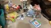 SHELF #15 - LOT OF ASSORTED TOYS + SPORTS GEAR