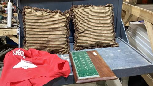 (2) THROW PILLOWS + CRIB BOARD