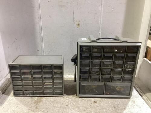 (2) SMALL BIT ORGANIZERS W/ CONTENTS - SCREWS, RIVETS, DRILL BITS & MISCELLANEOUS