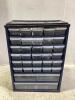 SMALL BITS ORGANIZER W/ CONTENTS - SCREWS, LETTERS, BOLTS & MISCELLANEOUS