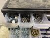 SMALL BITS ORGANIZER W/ CONTENTS - SCREWS, LETTERS, BOLTS & MISCELLANEOUS - 8