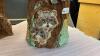 (3) HANDPAINTED CERAMIC PIECES - BIRD BATH, EAGLE & VASE W/ FLOWERS - 2