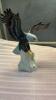 (3) HANDPAINTED CERAMIC PIECES - BIRD BATH, EAGLE & VASE W/ FLOWERS - 7