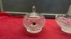 COLLECTION OF CRYSTAL PIECES - LIDDED CANDY DISH, BASKET, SALT & PEPPER SHAKERS - 3