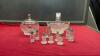 COLLECTION OF CRYSTAL PIECES - LIDDED CANDY DISH, BASKET, SALT & PEPPER SHAKERS - 6
