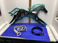 METAL HORSE DECOR + TWO BLINGY BELTS