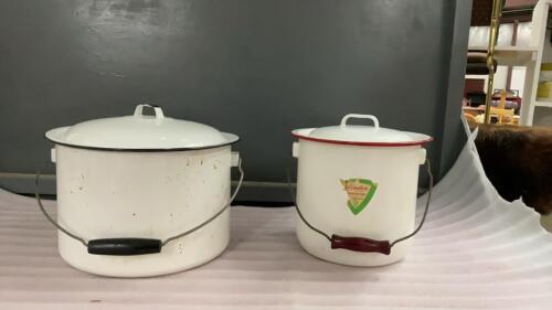 (2) ENAMEL POTS