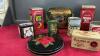 COLLECTION OF TINS - SMALL ROGERS SYRUP, HONEY, RIDGWAYS TEA ETC - 3