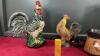 ROOSTER COLLECTION - (2) CERAMIC, RESIN ORNAMENTS, SCENTSY BURNER, WOODEN CANISTERS - 3