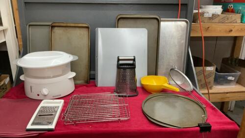 COOKIE SHEETS, FOOD STEAMER, COOLING RACKS,