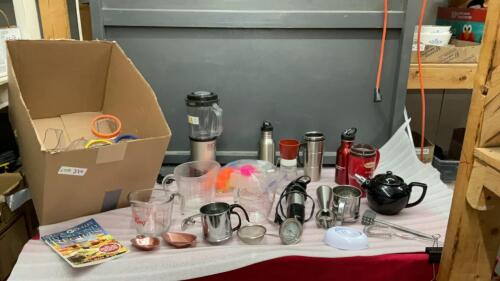 MAGIC BULLET, GO-CUPS, NUT GRINDER, SMALL TEA POT, MEASURING CUPS ETC