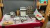 BOX W/ MIXMASTER, MUFFIN TINS, MIXING BOWLS, POTHOLDERS