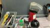 BOX W/ KITCHEN UTENSILS, HOT AIR POPCORN POPPER, KNIVES, CAKE PAN, KNIFE SHARPENER ETC - 2