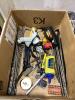 SHOP BOX OF MISCELLANEOUS W/ DRILL BITS, WRENCHES, HAMMERS, HANDSAW, PILERS & MISCELLANEOUS - 2