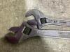 (2) SNAP-ON & BLUE-POINT ADJUSTABLE WRENCHES 12" & 10" - 2